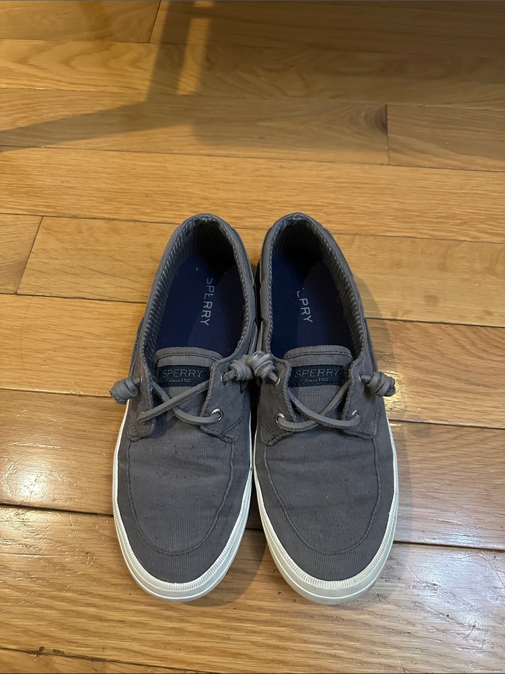Sperry Gray Canvas Knot-Lace Boat Shoes